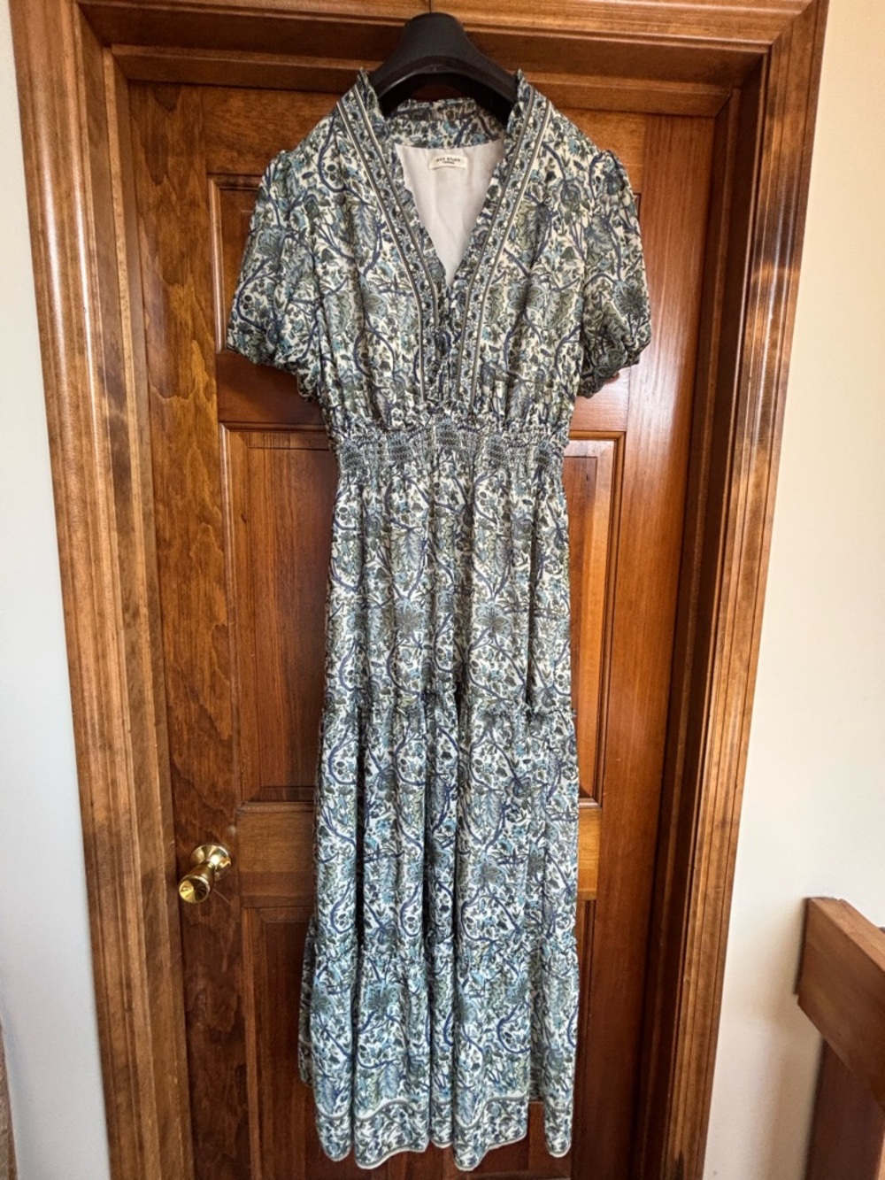 Max Studio Blue Paisley V-Neck Maxi Dress